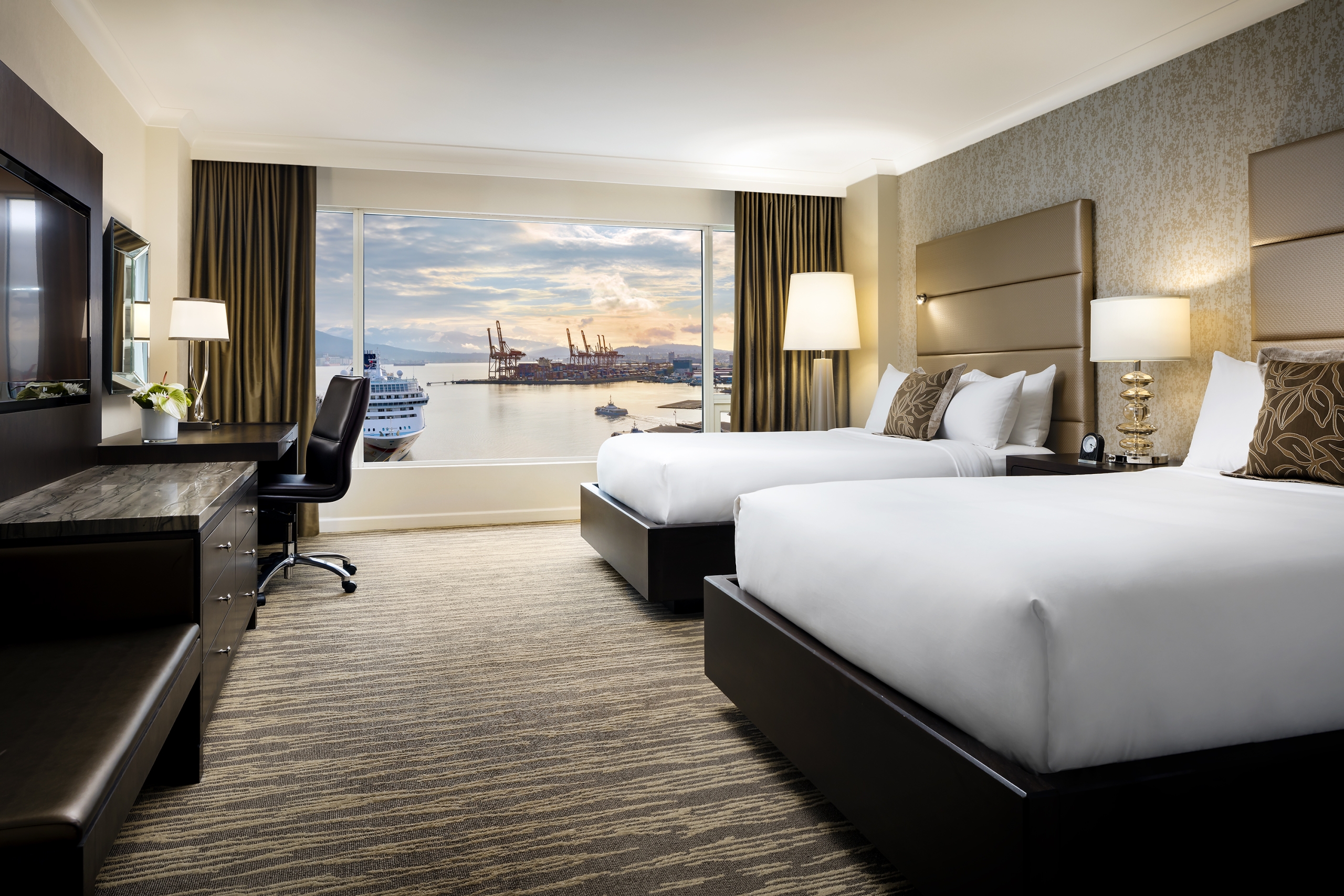image of guestroom and view from Signature Harbour View Room