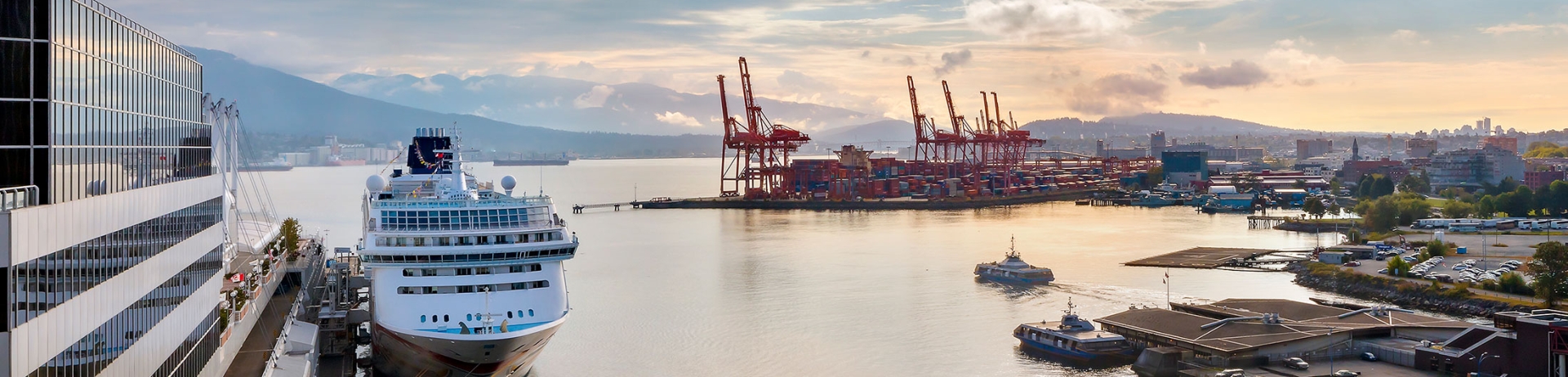 A cruiseship at dock.