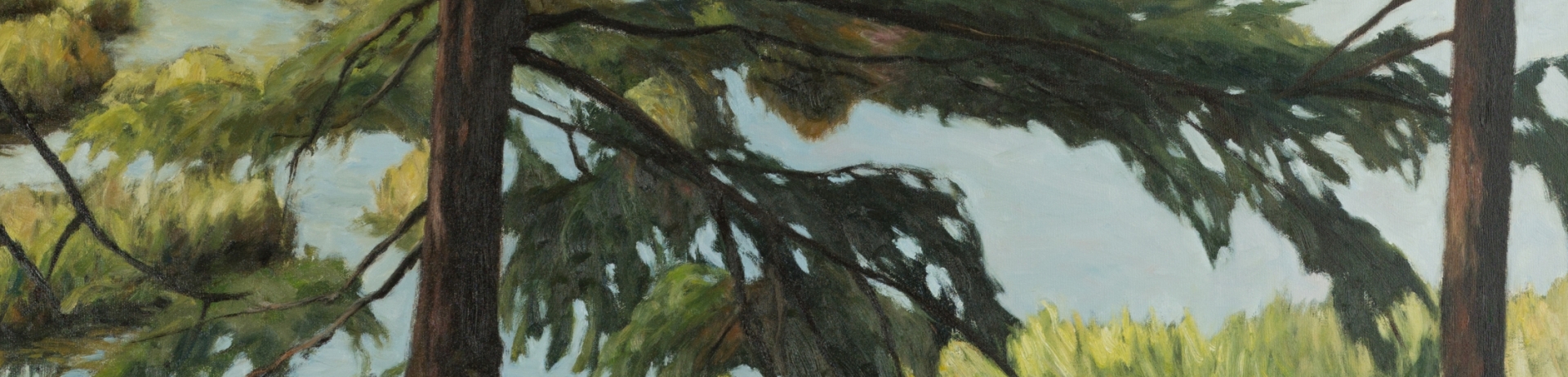 Mixed media painting of trees in forest by Robert Florian