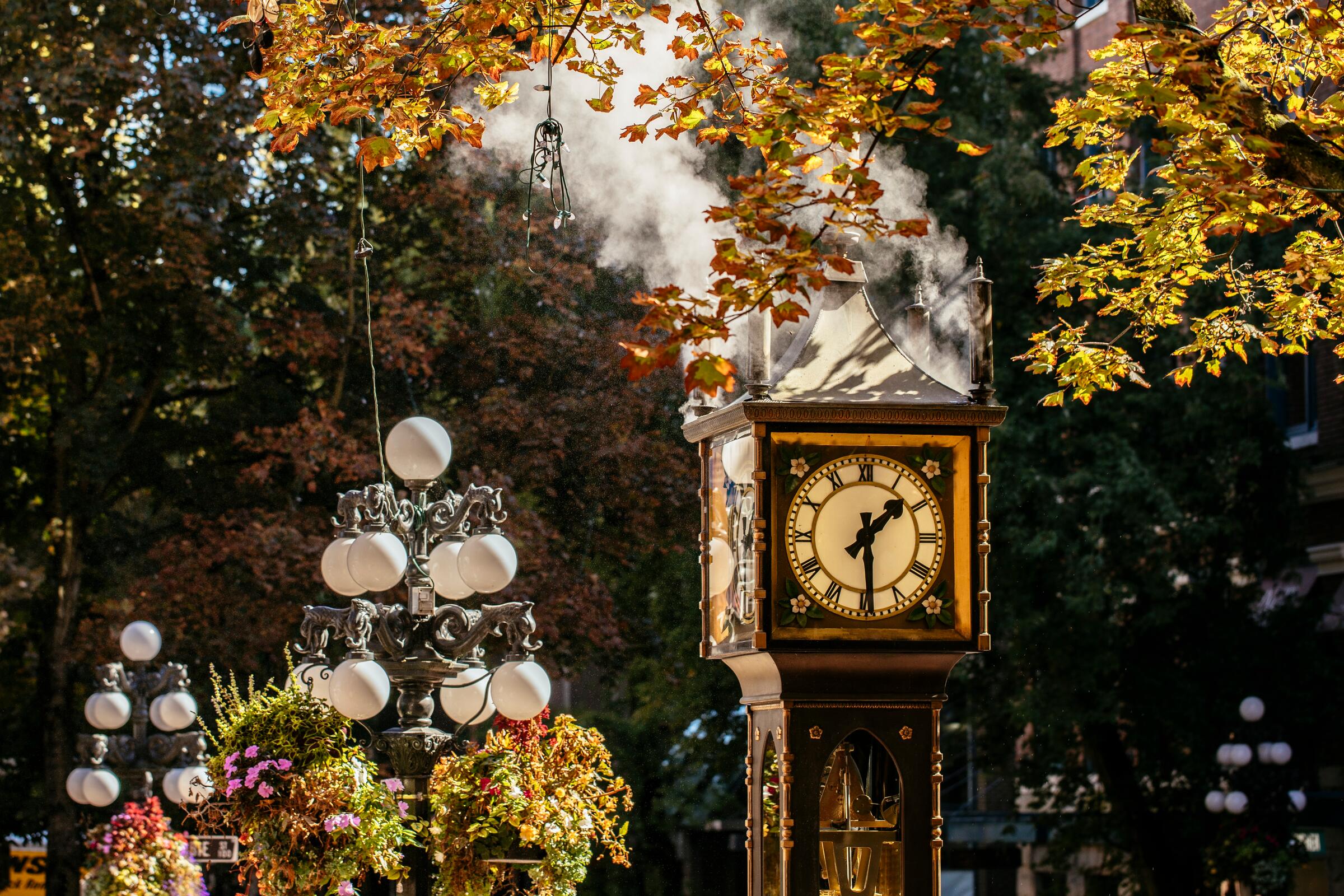 Historical landmark of the Gastown Steam Clock in Vancouver.